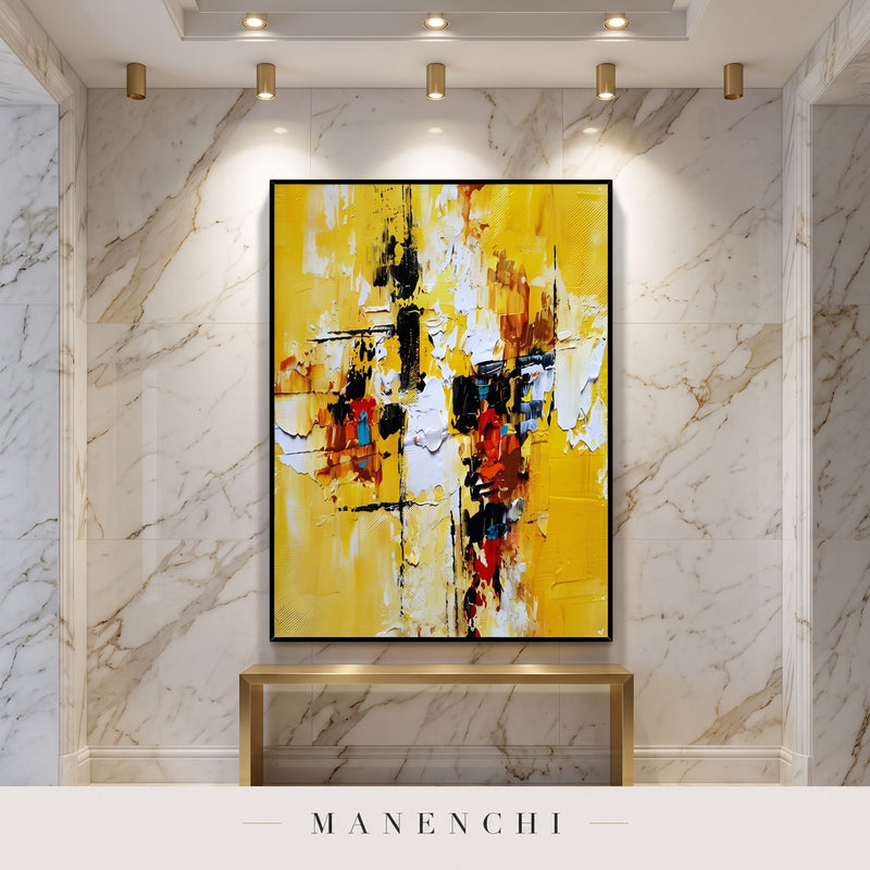 Radiant Momentum abstract painting displayed in an entryway