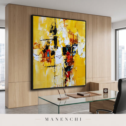 Radiant Momentum abstract painting displayed in a study