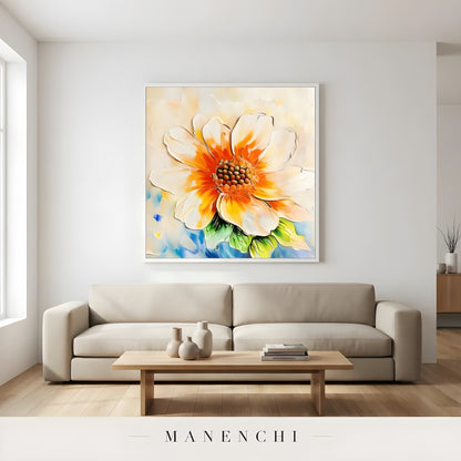 Radiant Solar Bloom - original hand-painted abstract painting by Manenchi