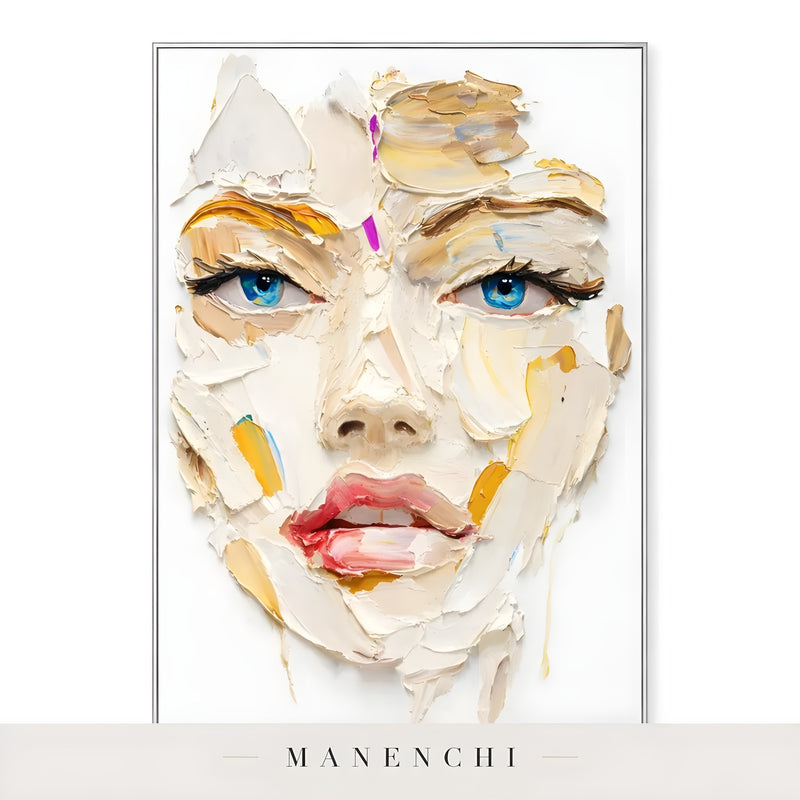 Radiant Visage Expression abstract painting displayed in framed painting isolated