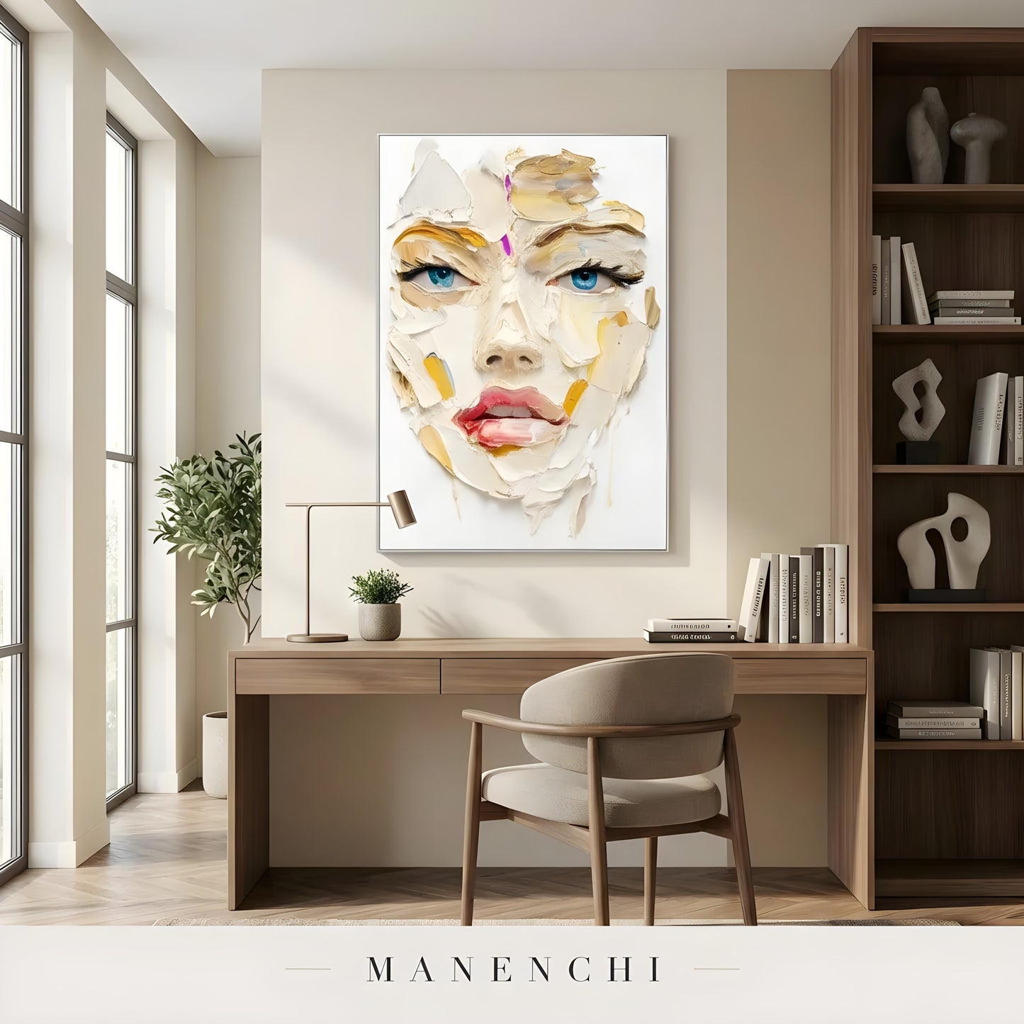Radiant Visage Expression abstract painting displayed in home office desk
