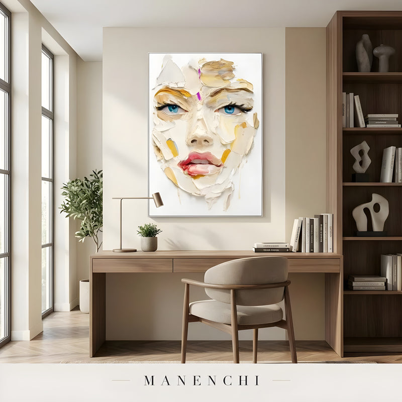 Radiant Visage Expression abstract painting displayed in home office desk