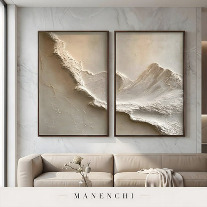Ridge Line Flow abstract painting displayed in two panel living room