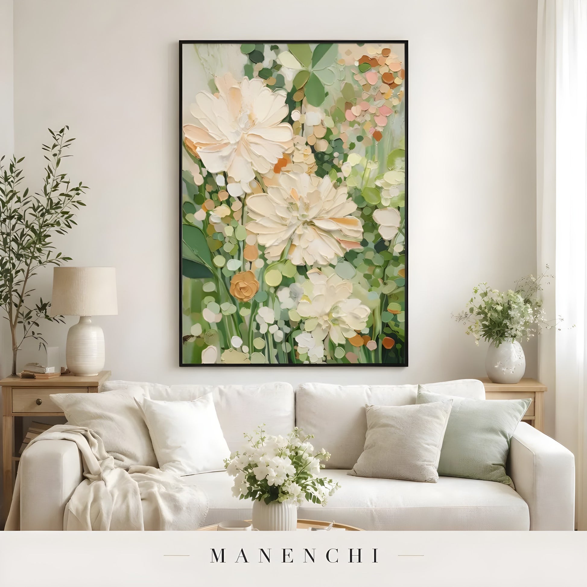 Sage Garden Bloom - original hand-painted abstract painting by Manenchi