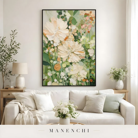 Sage Garden Bloom - original hand-painted abstract painting by Manenchi