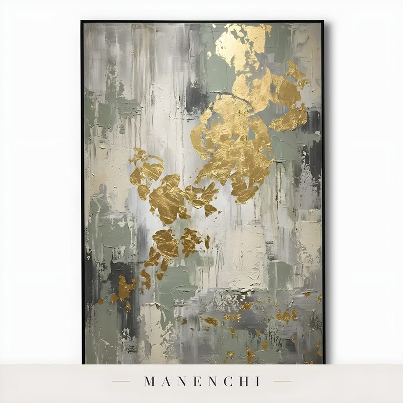 Sage Gilded Monolith - original hand-painted abstract painting by Manenchi
