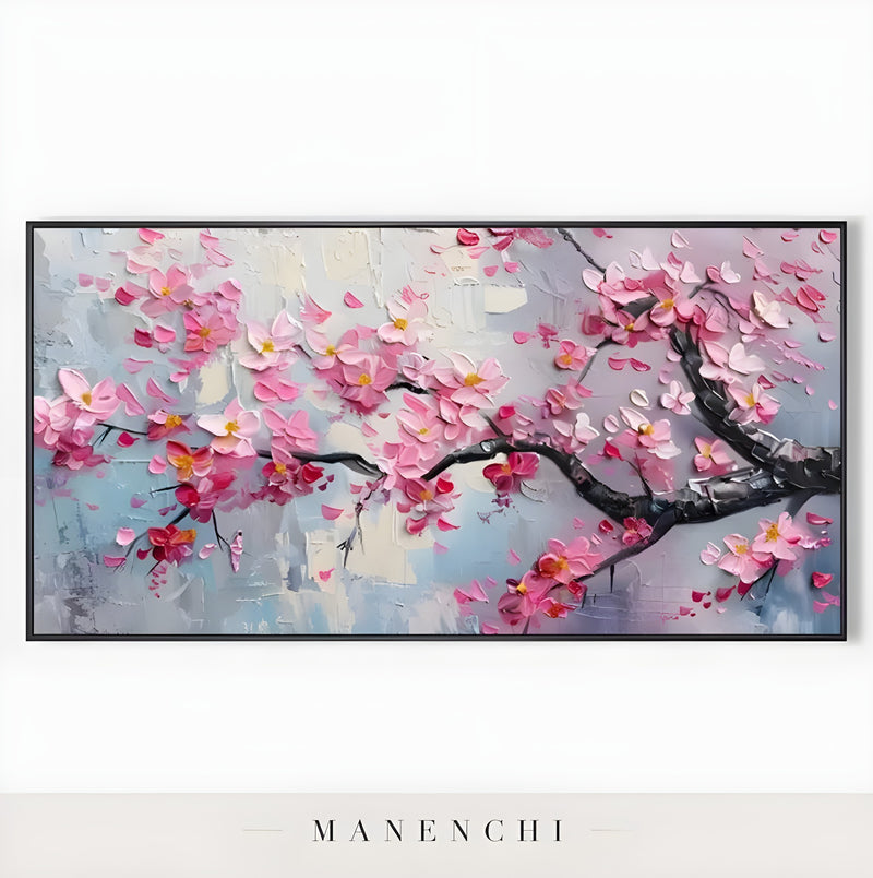 Sakura Twilight Impression - original hand-painted abstract painting by Manenchi