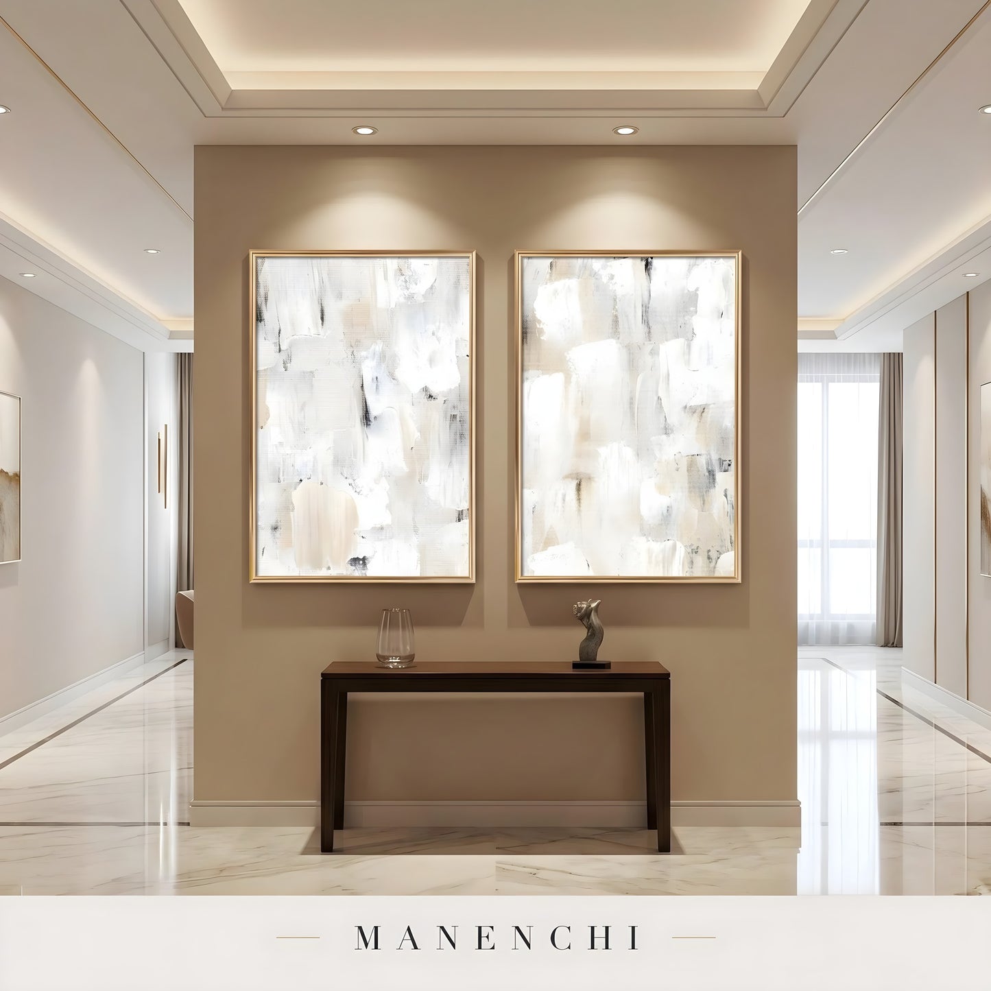 Sculpted Neutrality - original hand-painted abstract painting by Manenchi