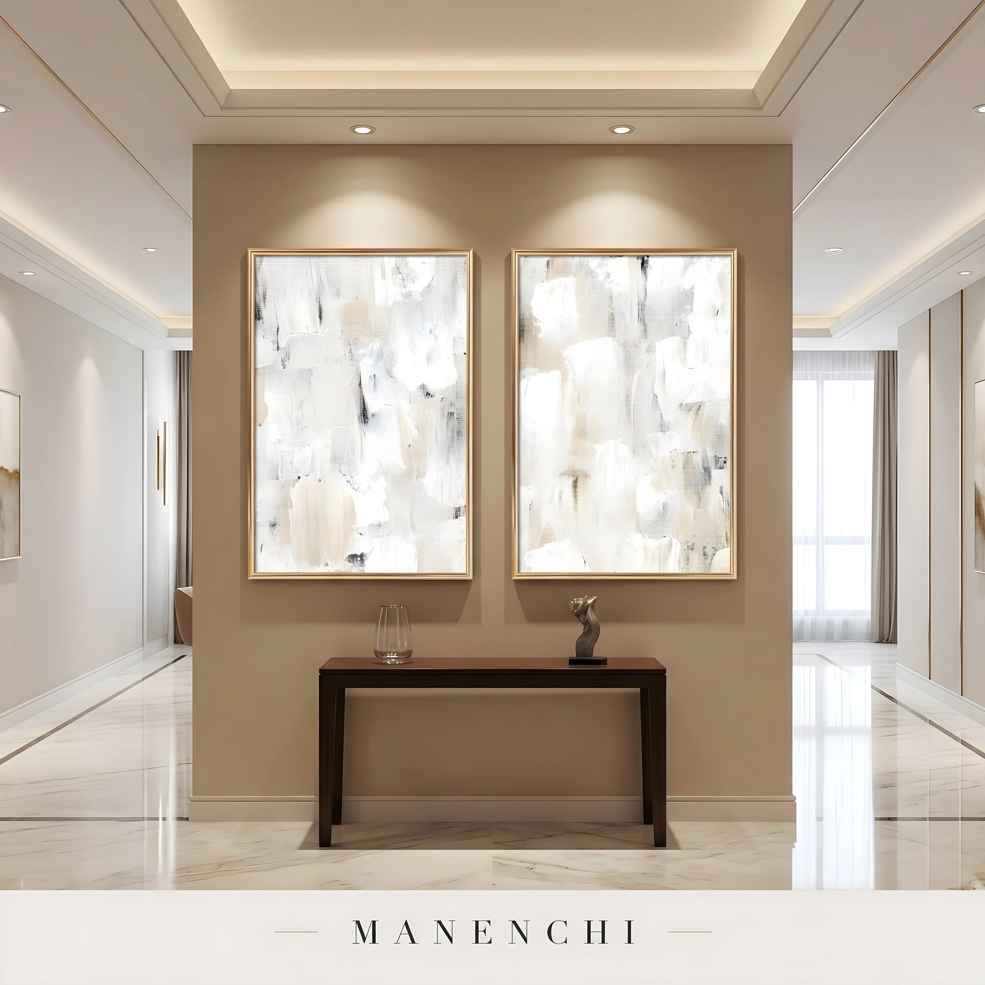 Sculpted Neutrality - original hand-painted abstract painting by Manenchi
