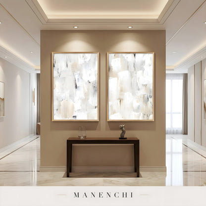 Sculpted Neutrality - original hand-painted abstract painting by Manenchi
