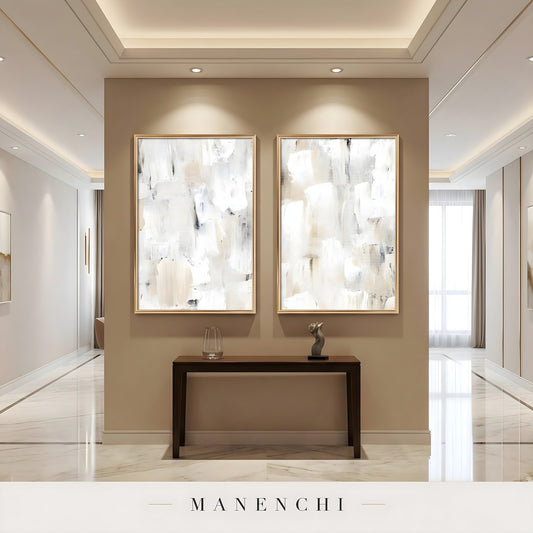 Sculpted Neutrality - original hand-painted abstract painting by Manenchi