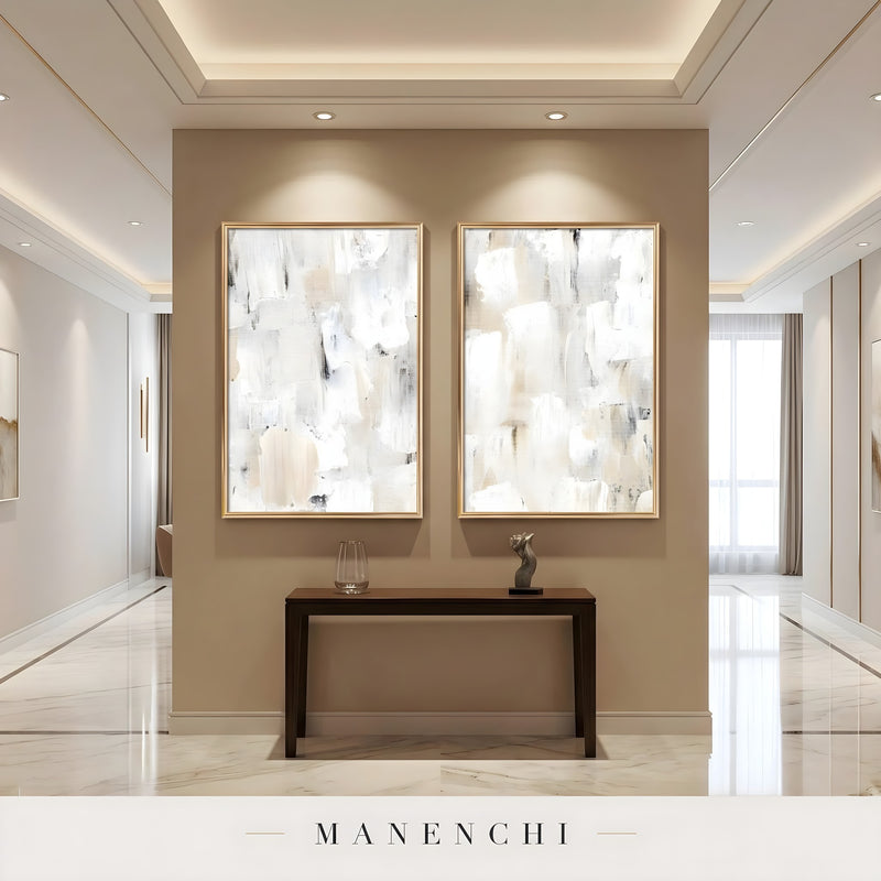 Sculpted Neutrality - original hand-painted abstract painting by Manenchi
