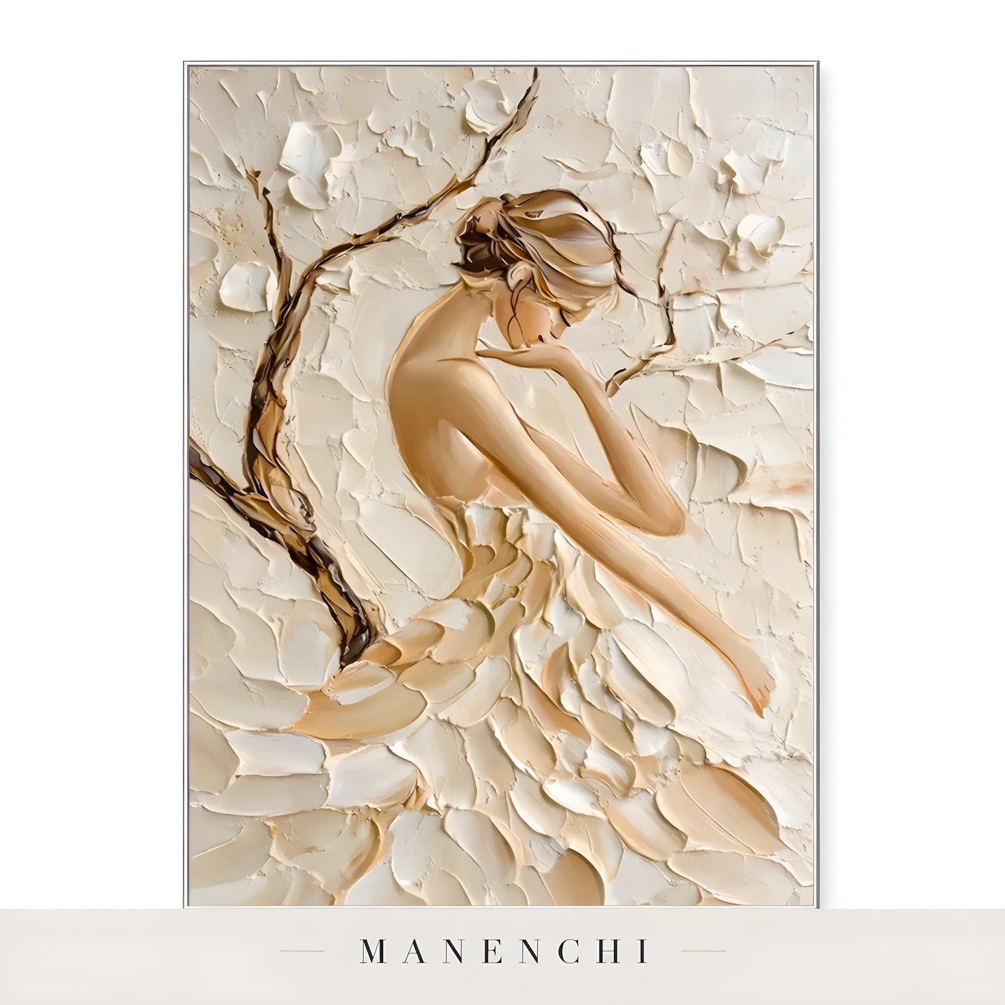 Sculpted Petal Grace - original hand-painted abstract painting by Manenchi