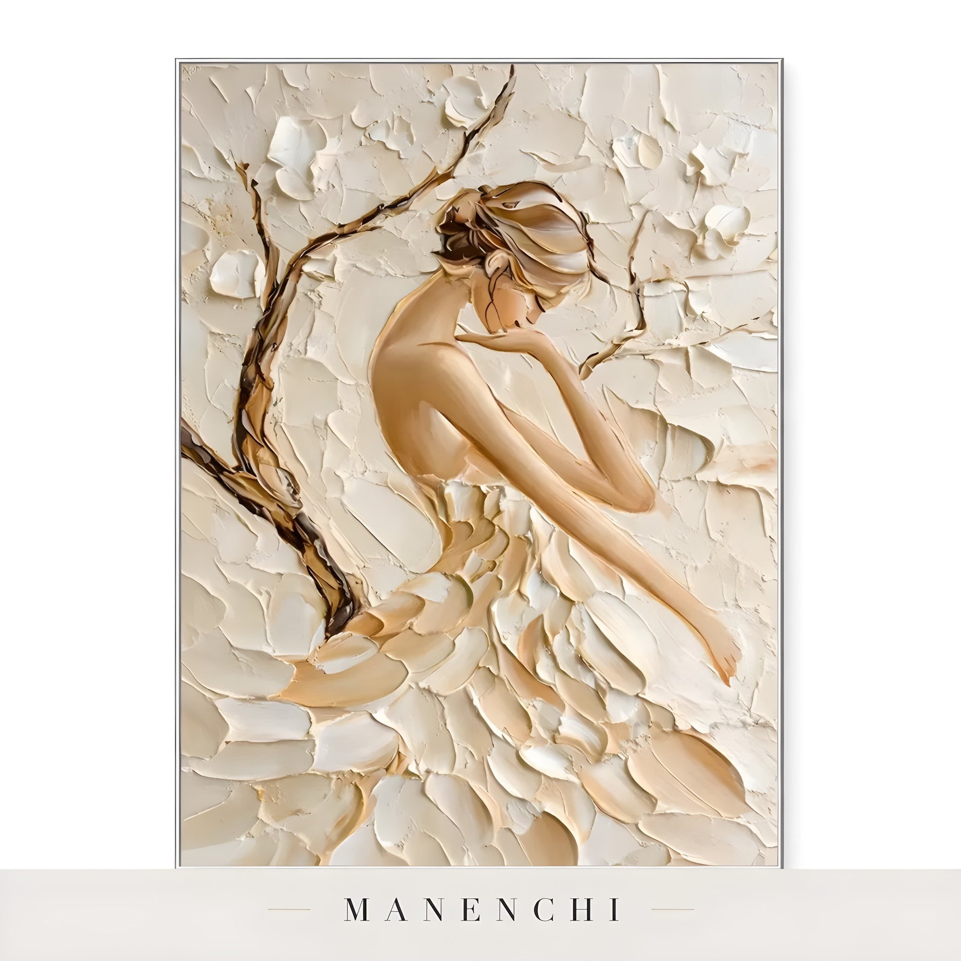 Sculpted Petal Grace - original hand-painted abstract painting by Manenchi