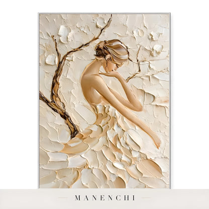 Sculpted Petal Grace - original hand-painted abstract painting by Manenchi