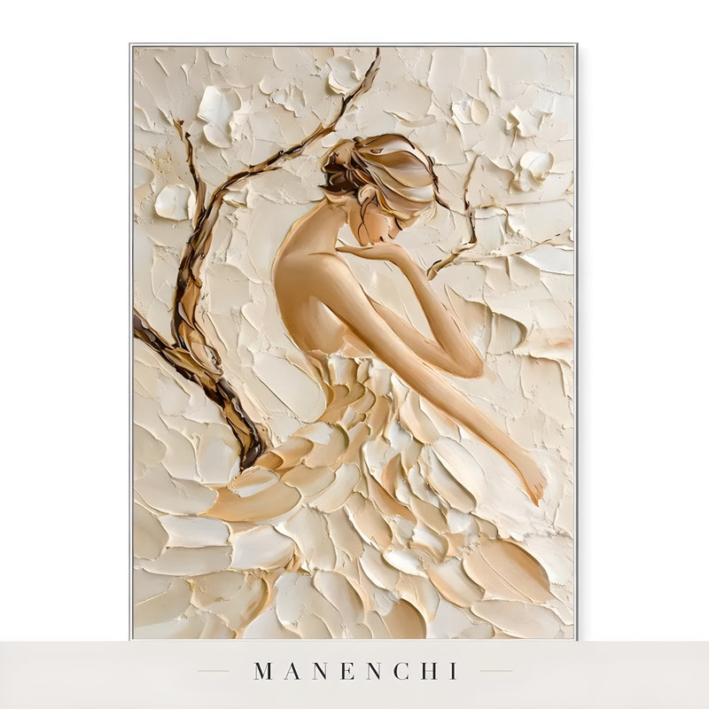 Sculpted Petal Grace - original hand-painted abstract painting by Manenchi