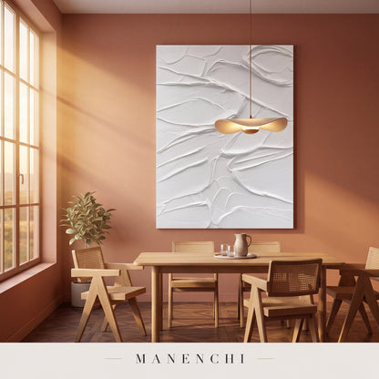 Sculpted Serenity abstract painting displayed in a dining room