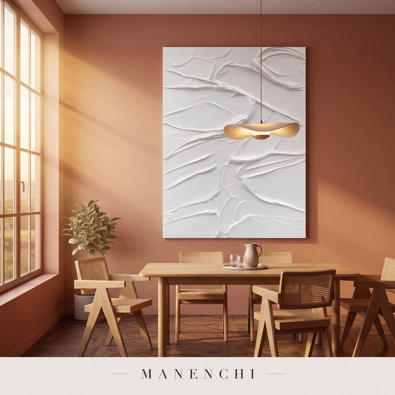 Sculpted Serenity abstract painting displayed in a dining room