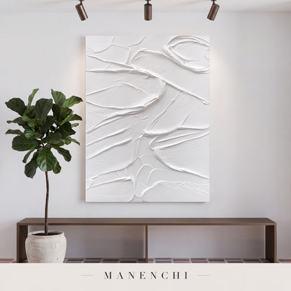 Sculpted Serenity abstract painting displayed in a hallway