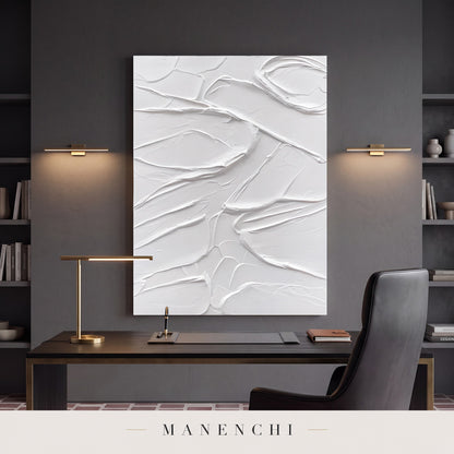 Sculpted Serenity abstract painting displayed in a study