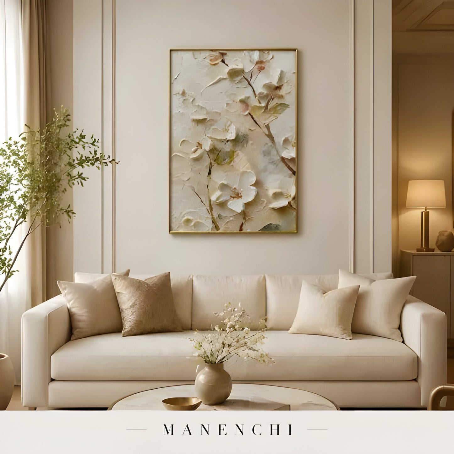 Sculptural Blossom Heirloom - original hand-painted abstract painting by Manenchi