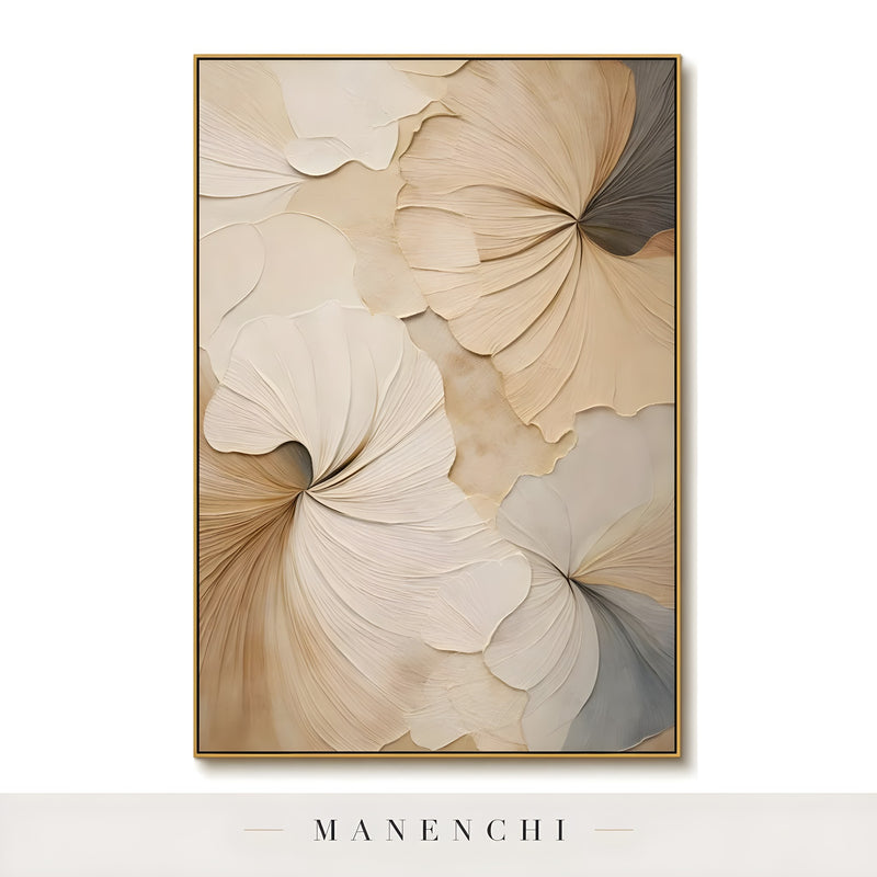 Sculptural Tonal Petals - original hand-painted abstract painting by Manenchi