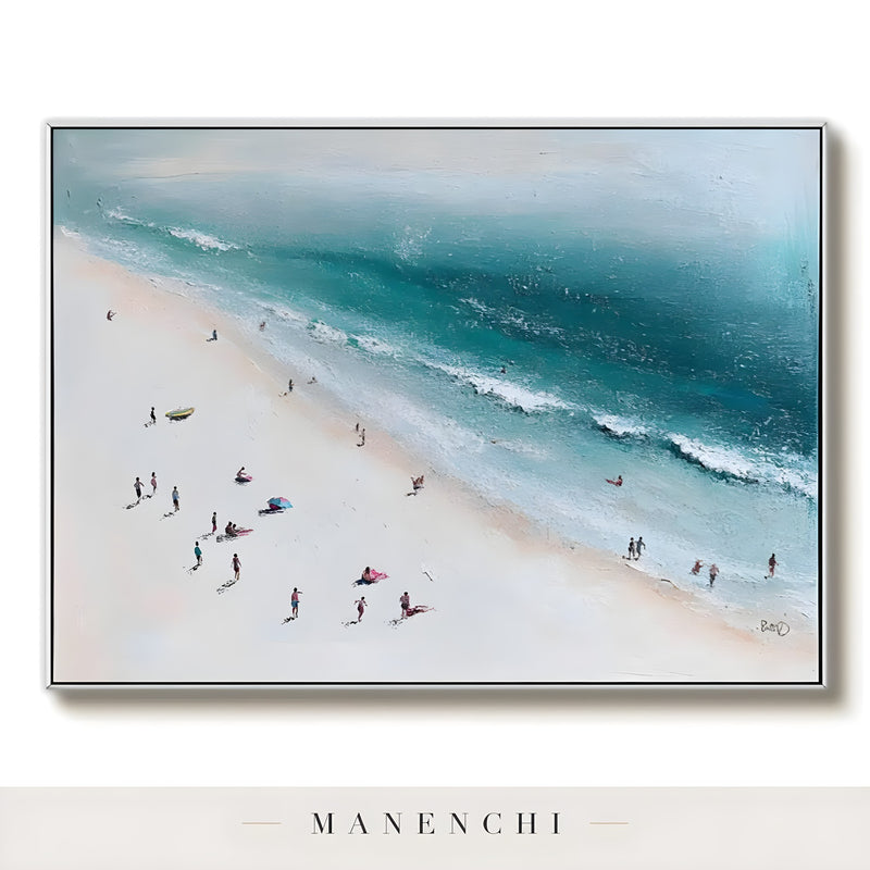 Seaside Aerial Vista abstract painting displayed in original painting isolated view