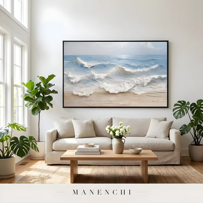 Seaside Sculpted Crest - original hand-painted abstract painting by Manenchi
