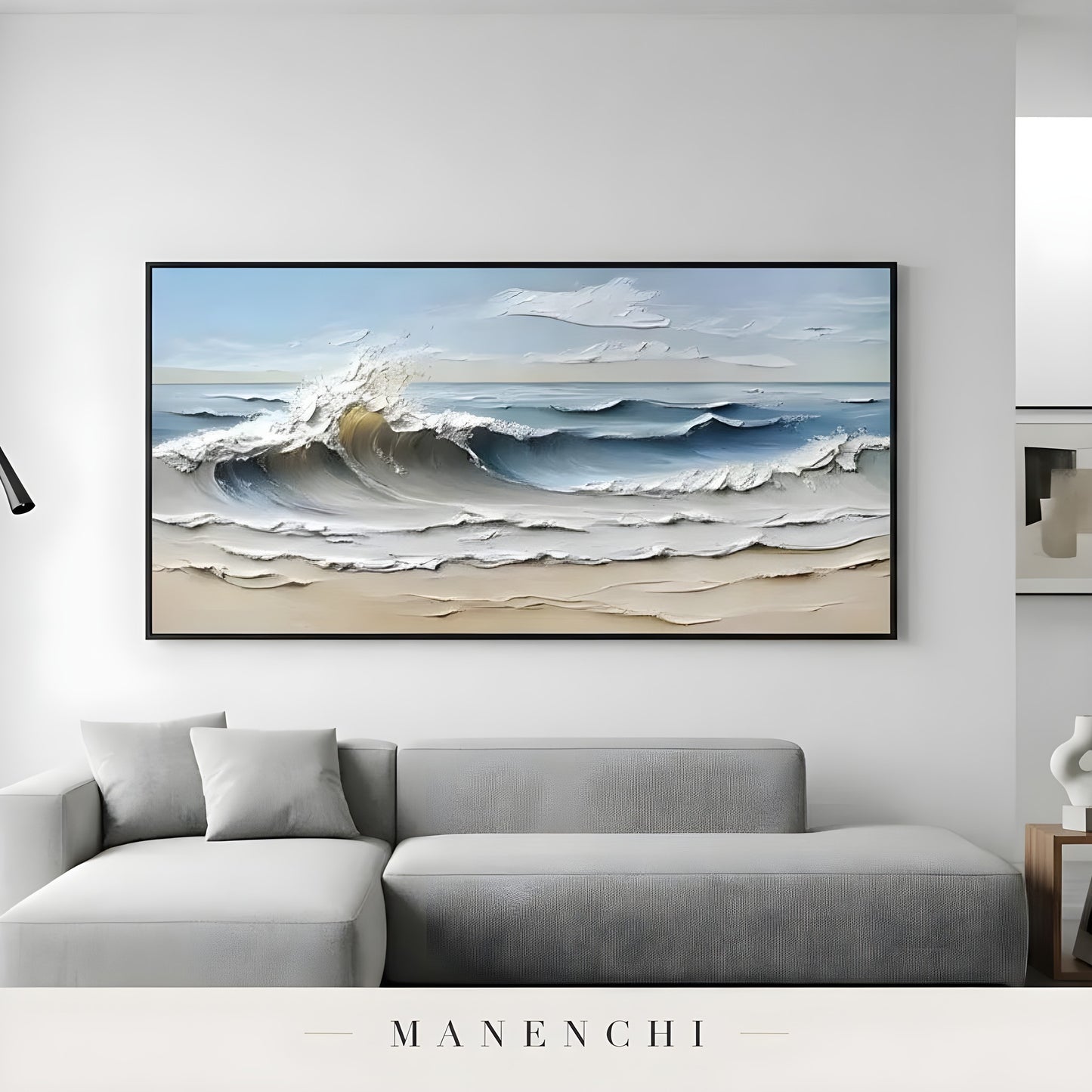Seaside Sculpted Surge - original hand-painted abstract painting by Manenchi