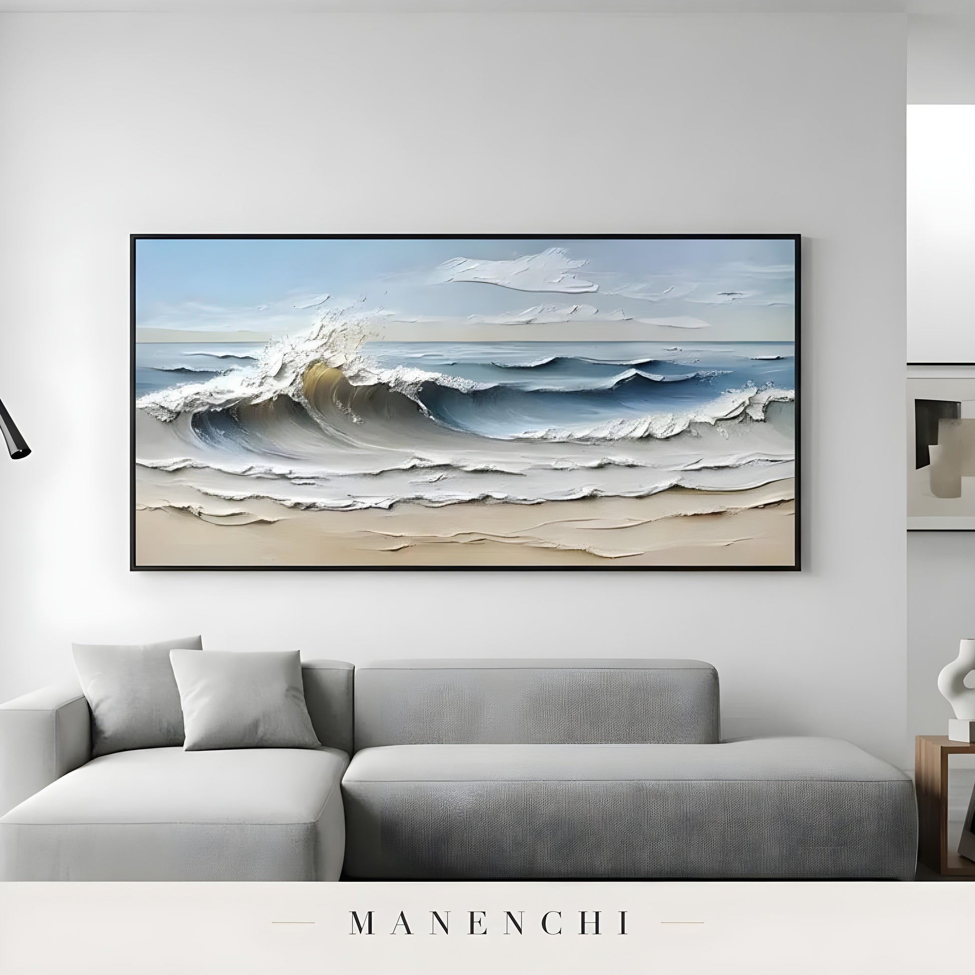 Seaside Sculpted Surge - original hand-painted abstract painting by Manenchi