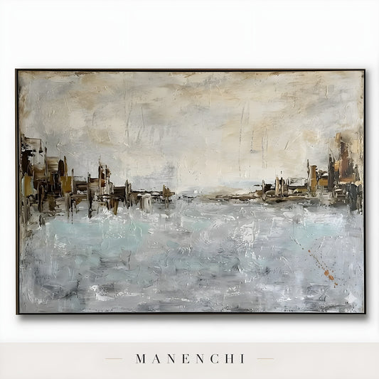Seaside Tonal Architecture - original hand-painted abstract painting by Manenchi