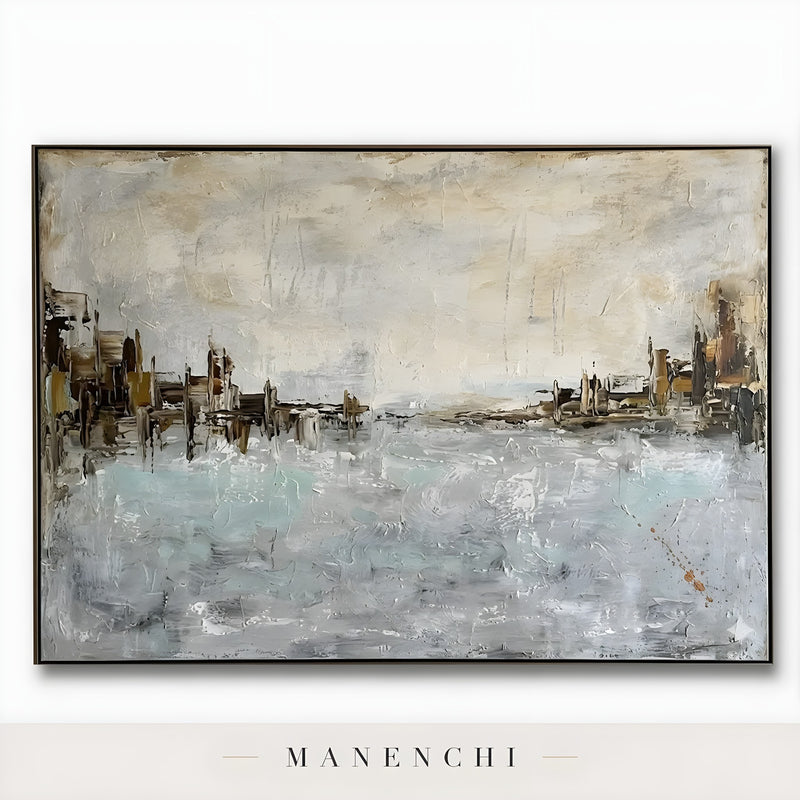 Seaside Tonal Architecture - original hand-painted abstract painting by Manenchi