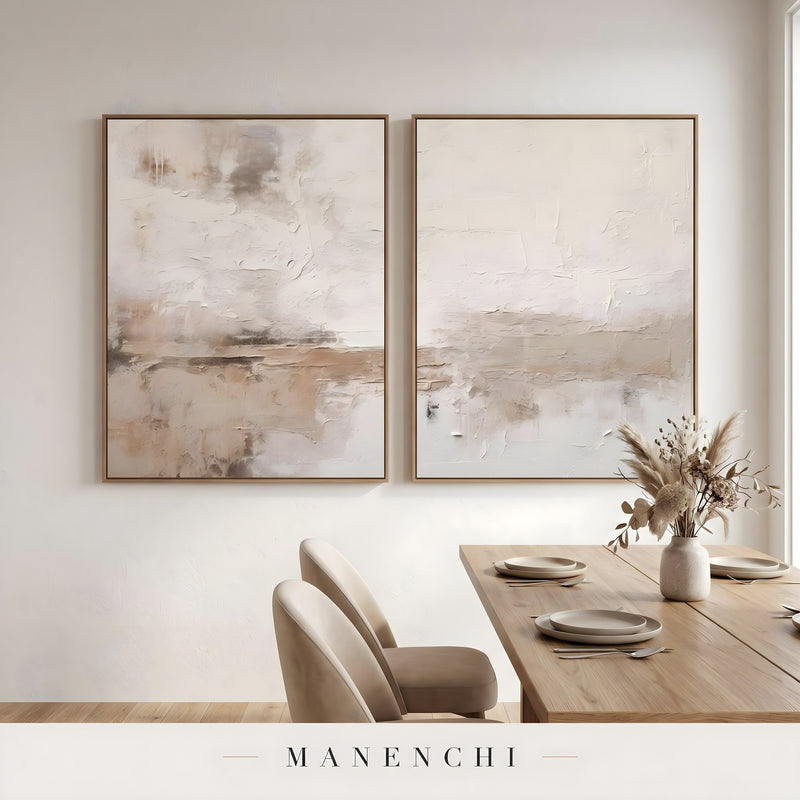 Sediment Echoes abstract painting displayed in dining room table display