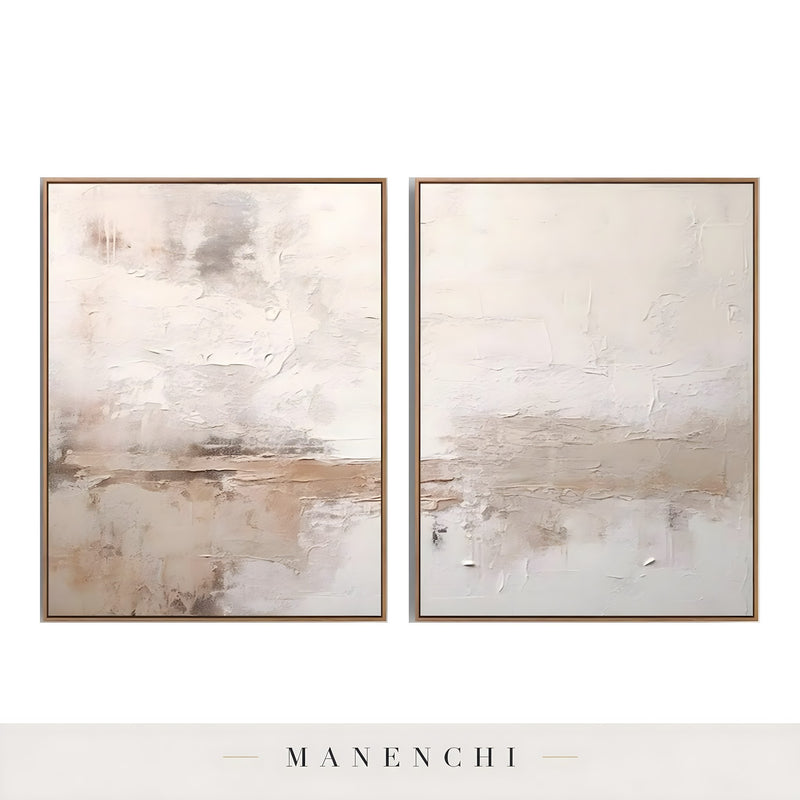 Sediment Echoes abstract painting displayed in two paintings white background