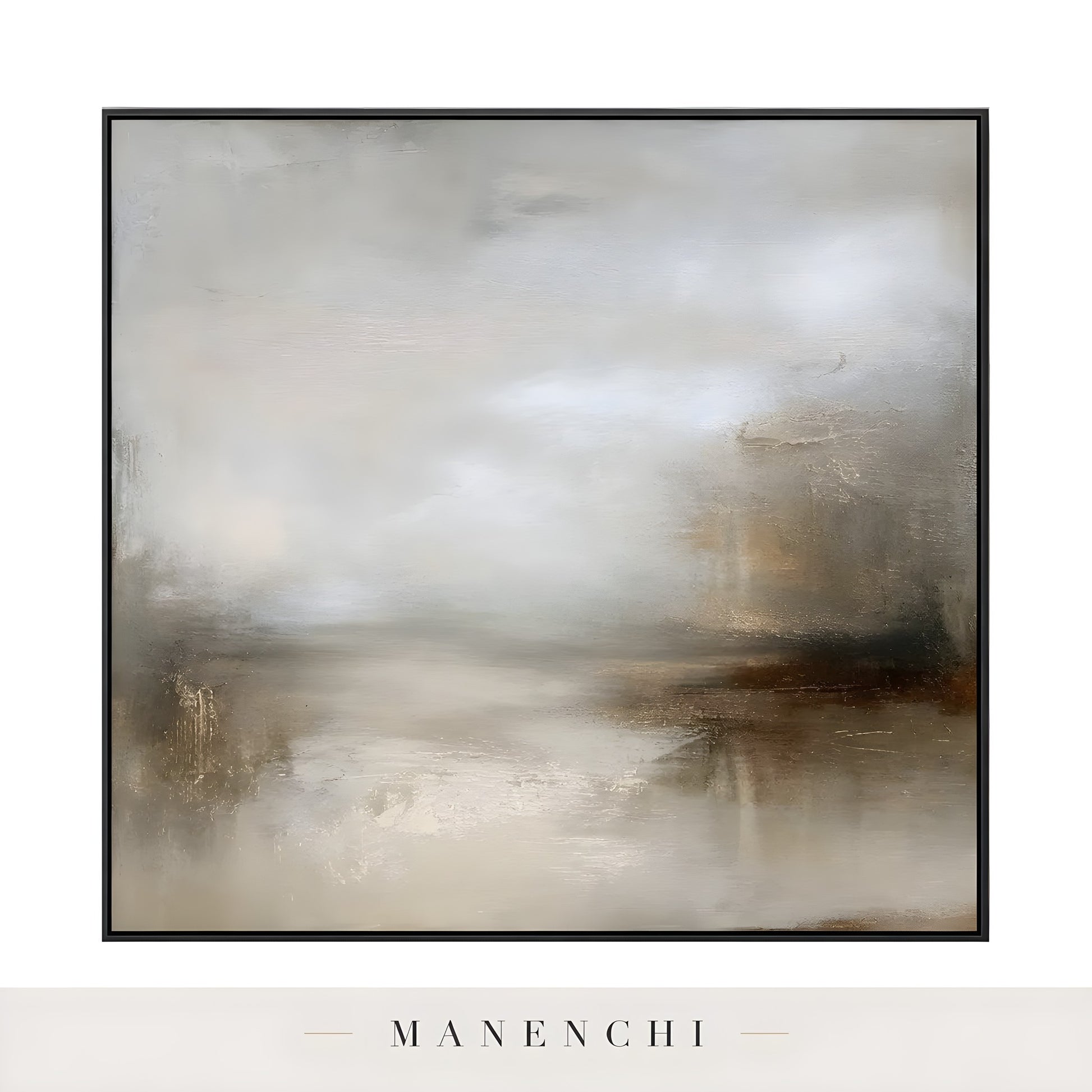 Close-up detail of the brushwork in Sepia Mist Expanse