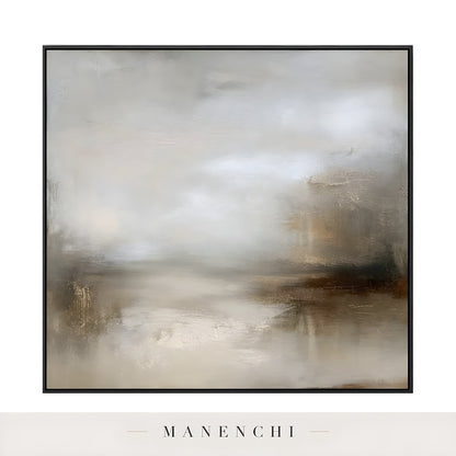 Close-up detail of the brushwork in Sepia Mist Expanse