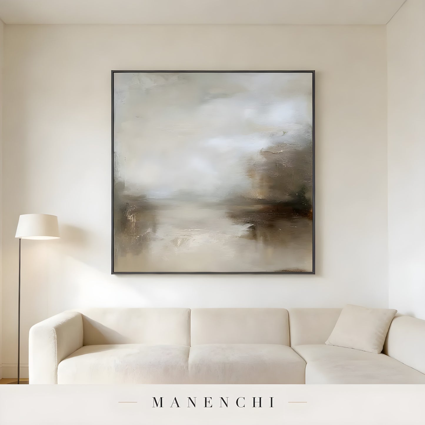 Sepia Mist Expanse - original hand-painted abstract painting by Manenchi
