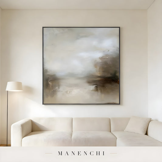 Sepia Mist Expanse - original hand-painted abstract painting by Manenchi