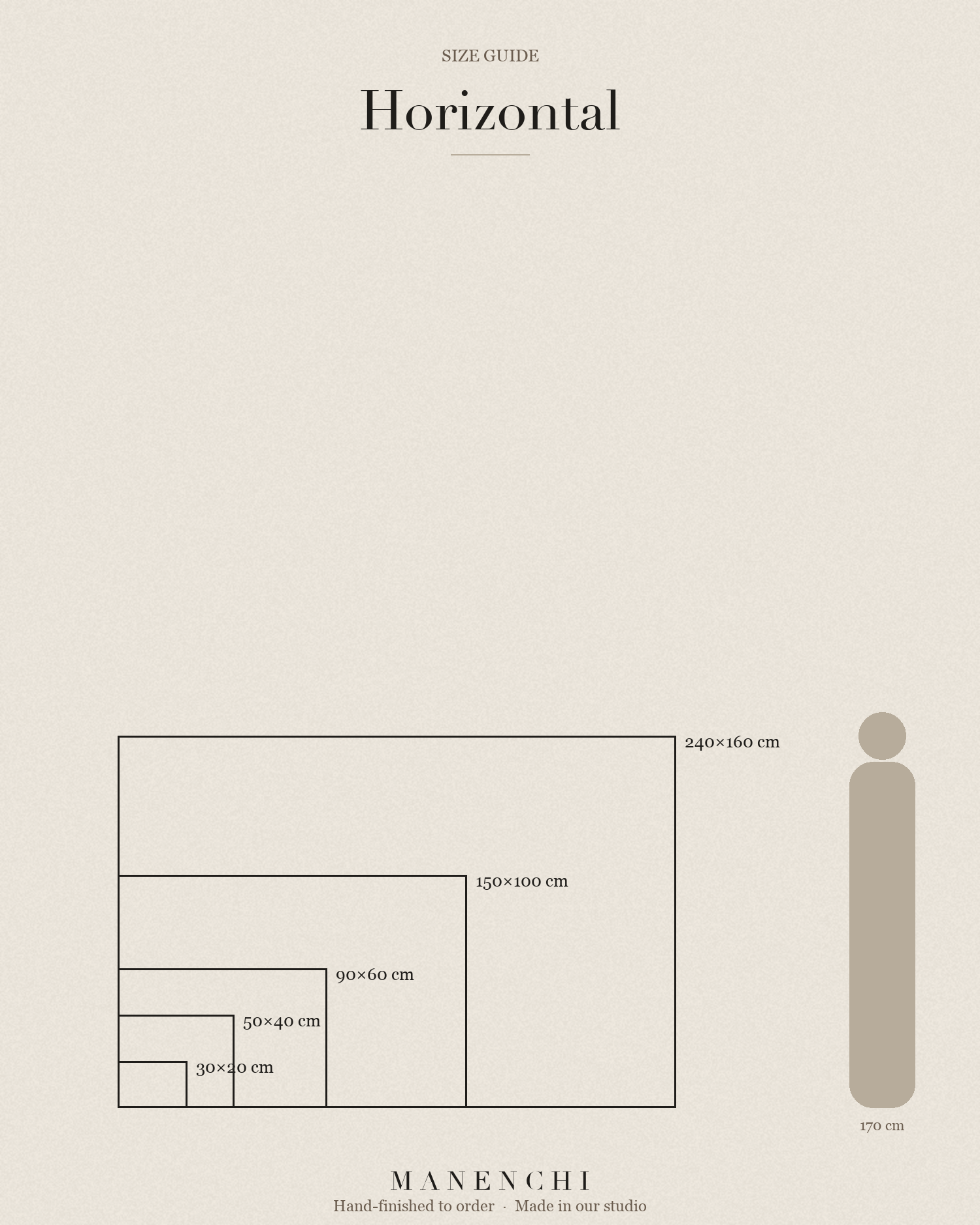 Manenchi size guide for horizontal paintings