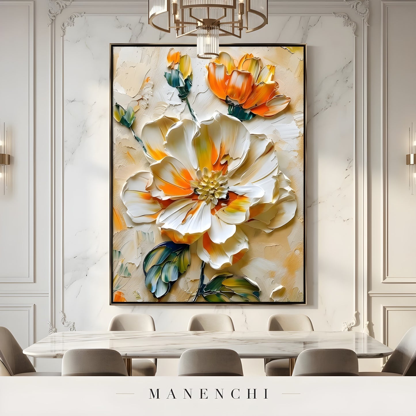 Solar Petal Radiance - original hand-painted abstract painting by Manenchi