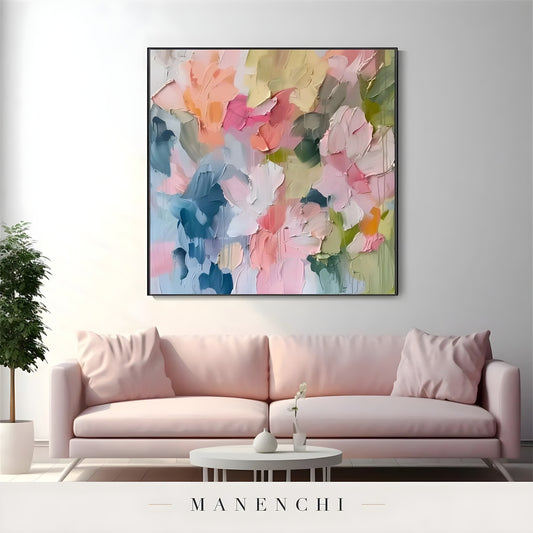 Springtime Impressionist Abstraction - original hand-painted abstract painting by Manenchi
