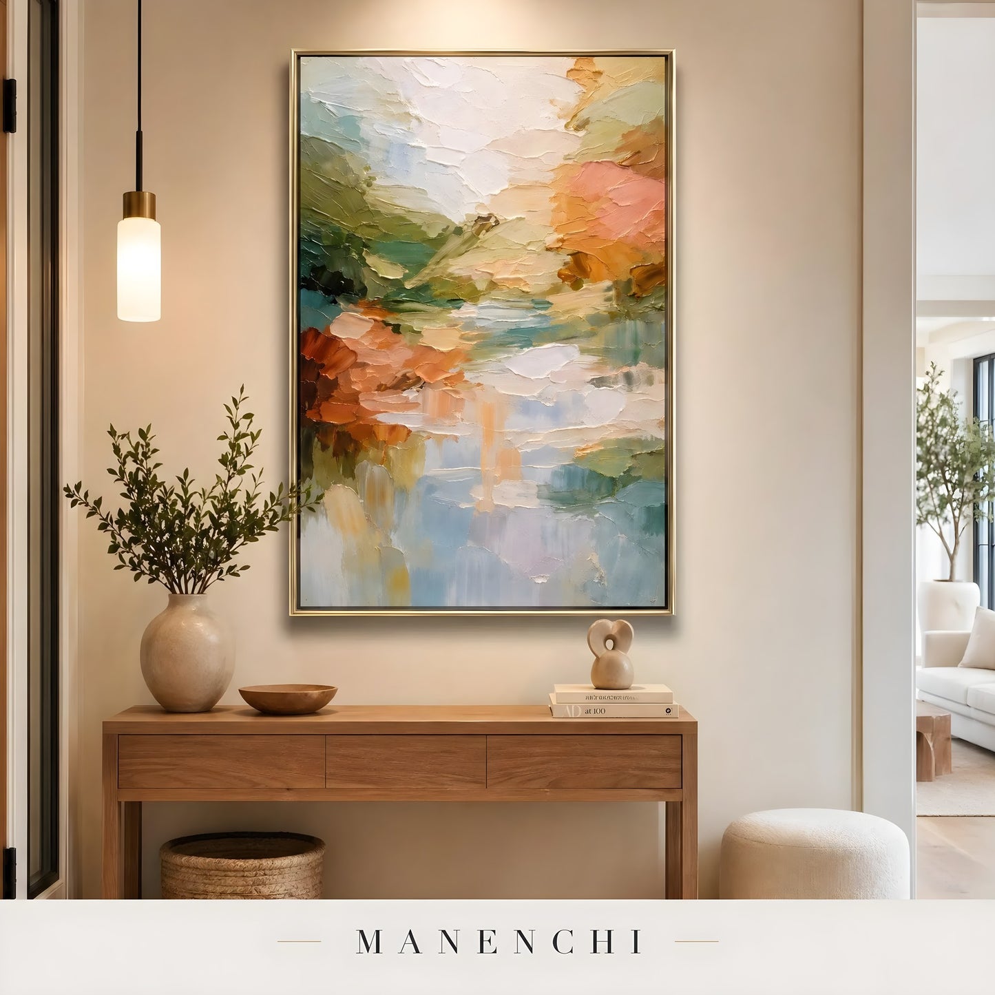 Springtime Reflection Vista - original hand-painted abstract painting by Manenchi