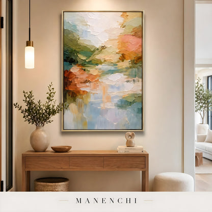 Springtime Reflection Vista - original hand-painted abstract painting by Manenchi