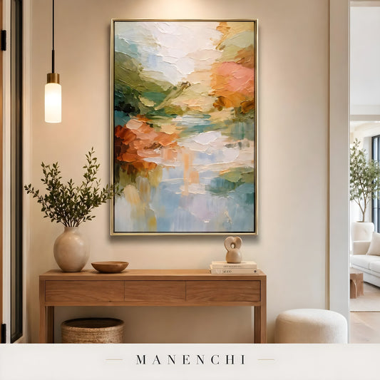 Springtime Reflection Vista - original hand-painted abstract painting by Manenchi