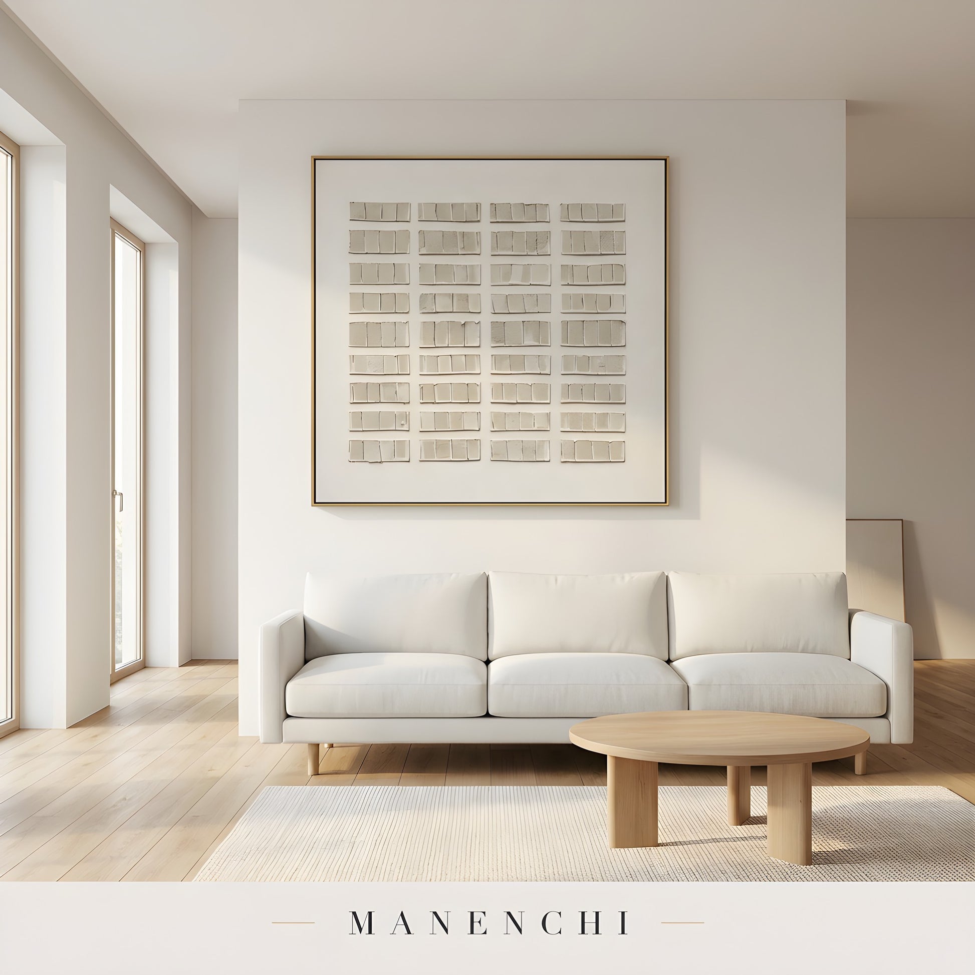 Structured Tonal Grid - original hand-painted abstract painting by Manenchi
