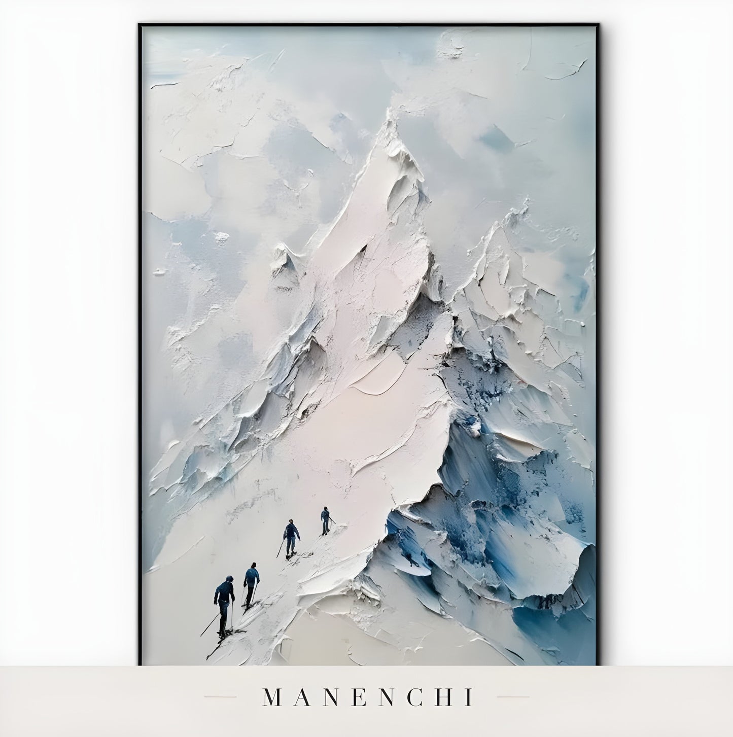 Summit Expedition Ascent abstract painting displayed in framed painting on wall