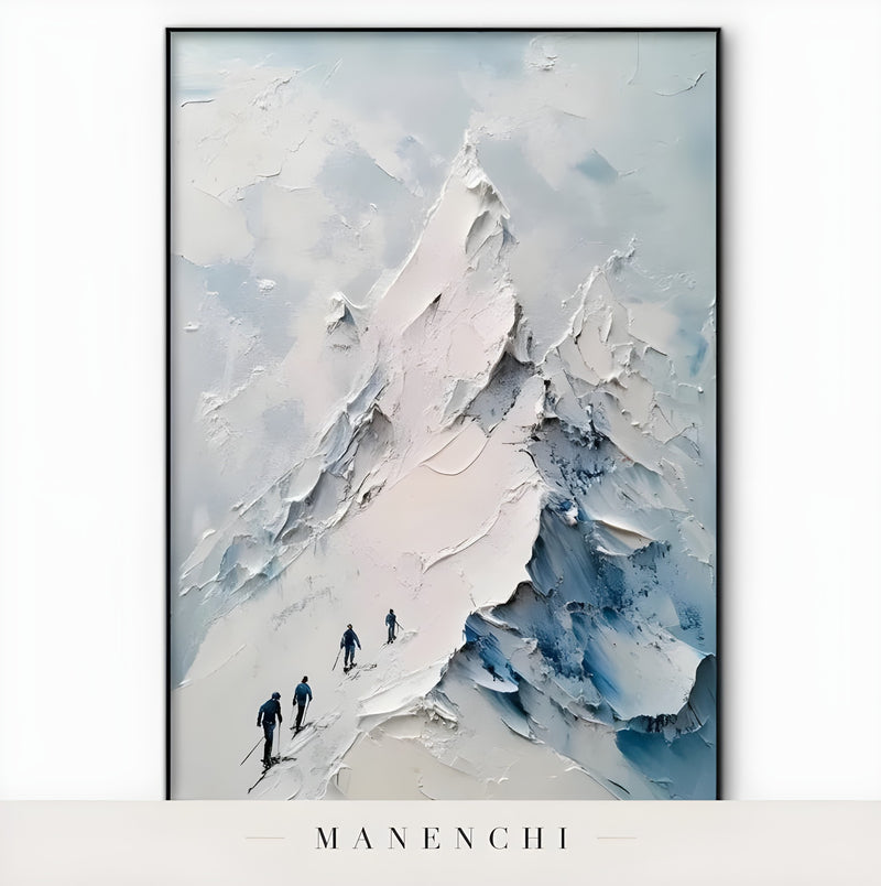 Summit Expedition Ascent abstract painting displayed in framed painting on wall