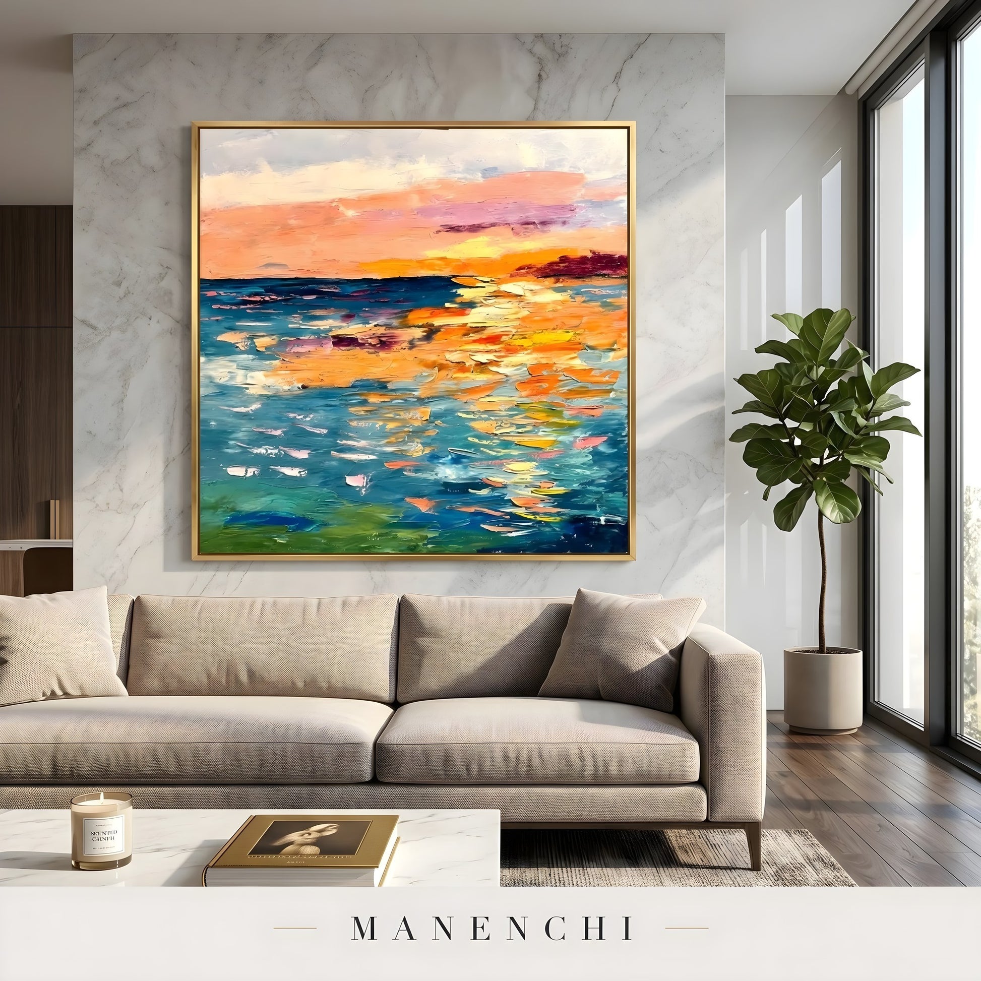 Sunset Prism Impression - original hand-painted abstract painting by Manenchi
