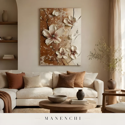 Terracotta Bloom Soliloquy - original hand-painted abstract painting by Manenchi