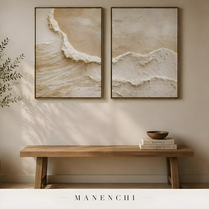 Textural Dune Triptych - original hand-painted abstract painting by Manenchi